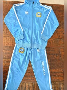 Adidas Unisex Blue Track Jacket and Pants Set SZ.12